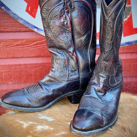 Vintage Dan Post Cowgirl Cowboy Western Boots Grey Le… - Gem